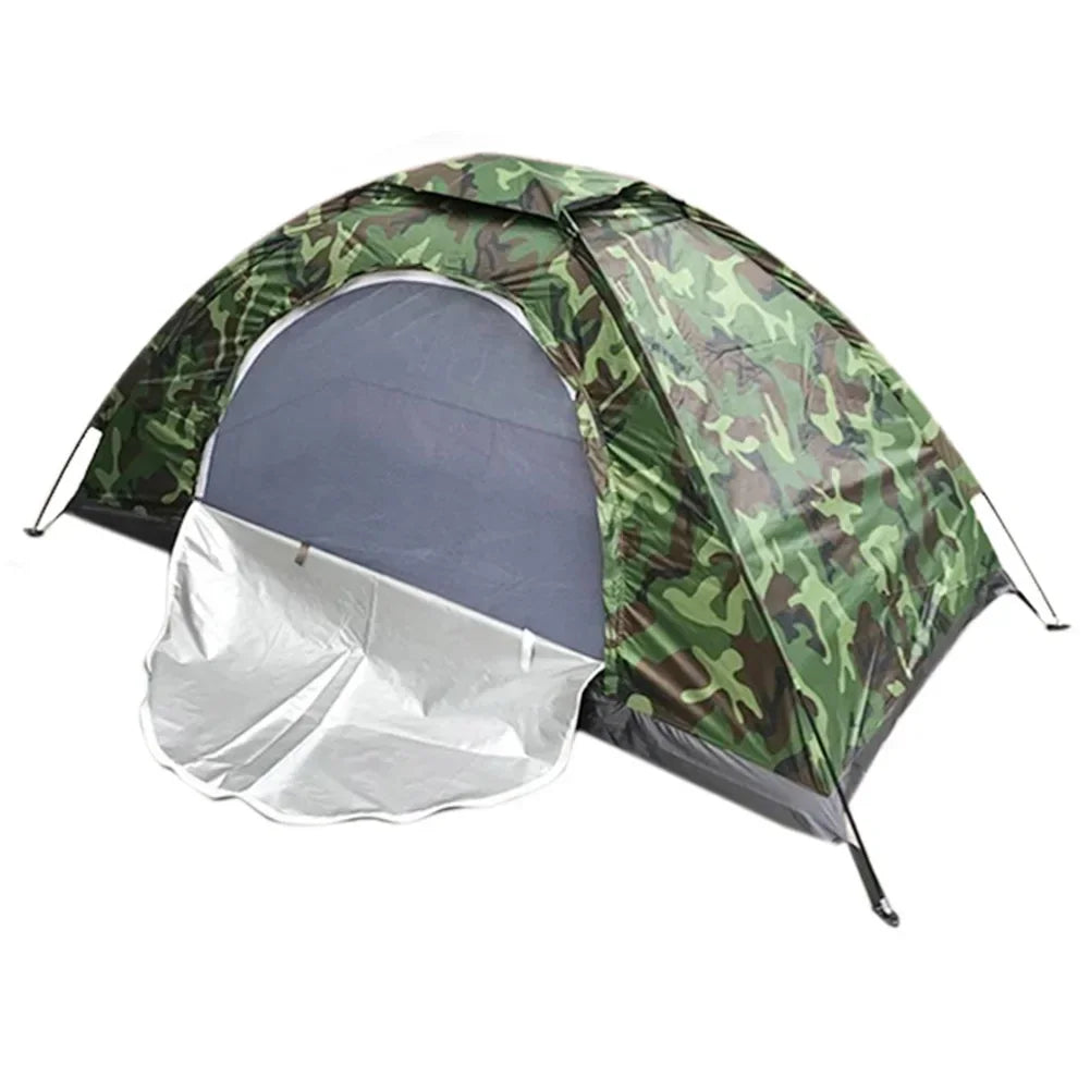 1×Ultralight Portable Camping Tent Single/Double Person Garden Tent With Anti-UV Coating Two Way Zip Hiking Fishing Travel