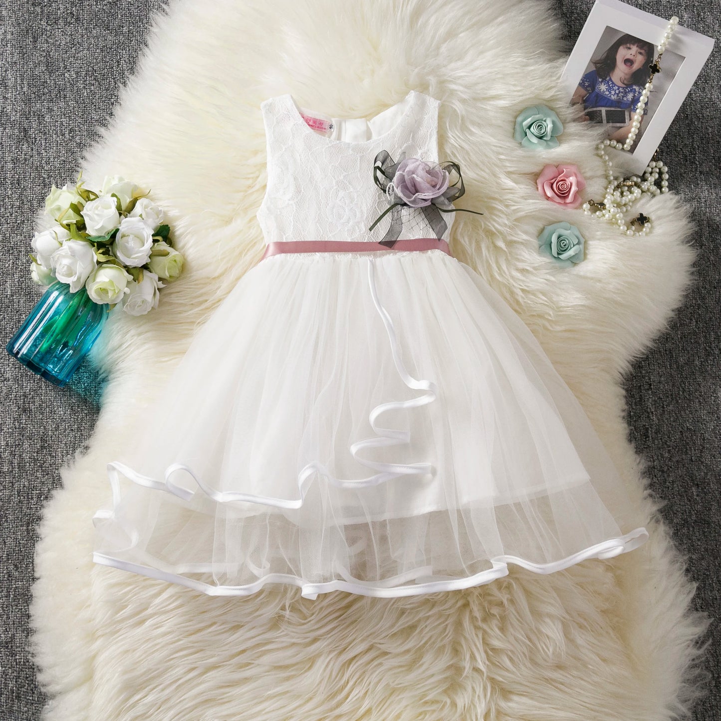 2025 New Baby Girl Dress for 2-6 Years Backless Kids Birthday Princess Dresses White Elegant Girl Wedding Party Banquet Gown
