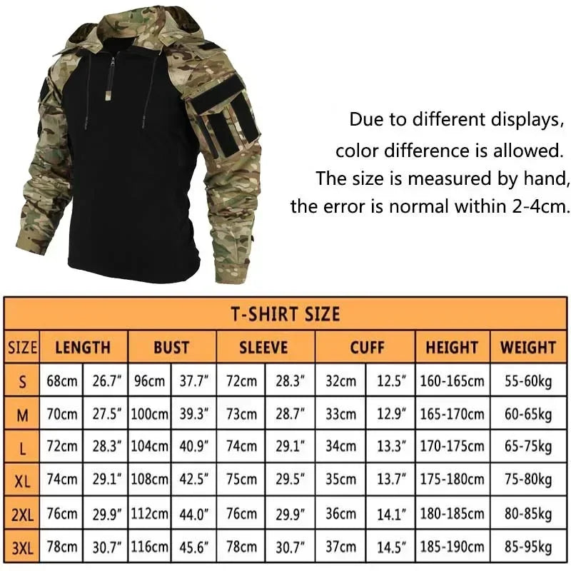 Tactical Uniform Suits Wear Resistant T-Shirt Hood Workwear Pants Men Clothing Combat Shirts Airsoft Paintball Hunting Clothes