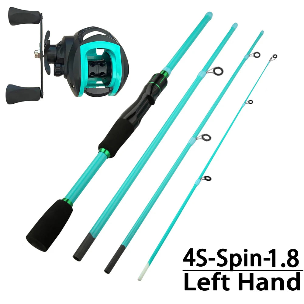 1.8 2.1m Lure Fishing Rod Baitcasting Reel Combo4/5 Sections Carbon Spining Casting Rod High Speed 7.2:1 Fishing Reel Sets Pesca