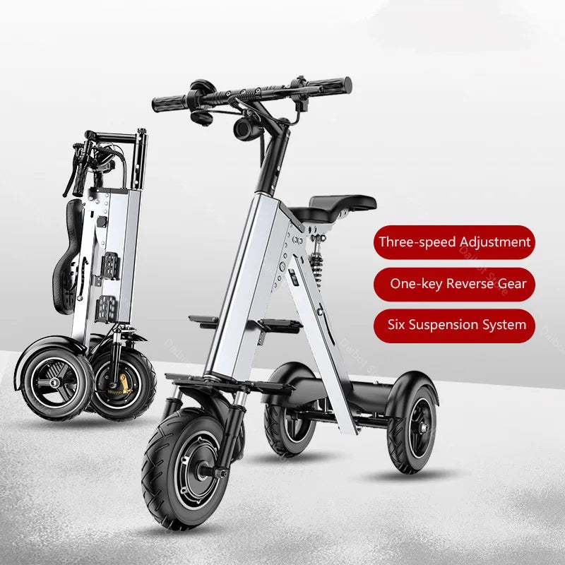 350W 36V 3 wheels Parents Child Electric Scooter 2 Seats For Adults Children 10 Inch Folding Electric Tricycle Scooter For Women