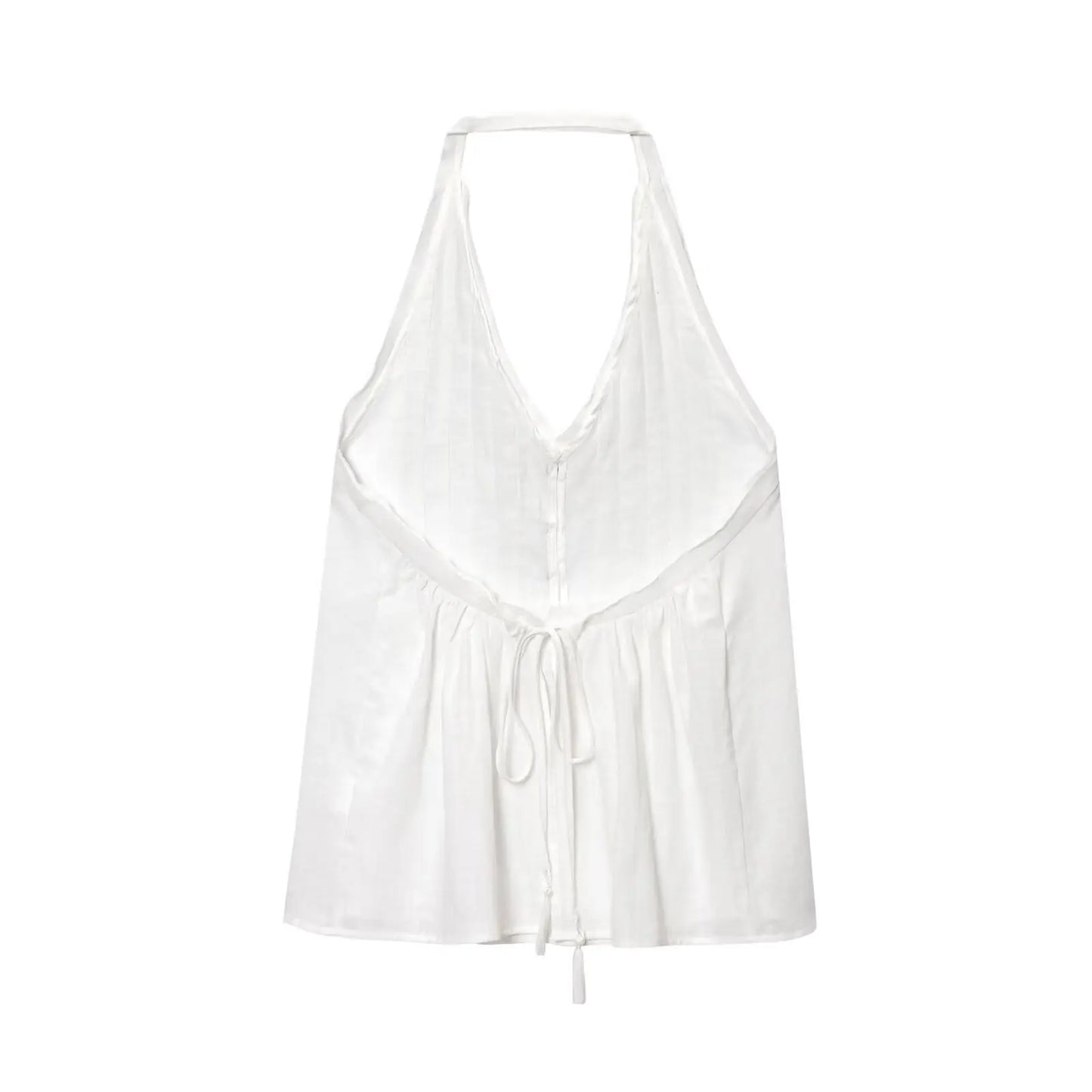Women Clothing Backless Top Summer Short Crop Top Halter Neck Waistcoat Lady V Neck Camisole Back Drawstring Tops 5029121