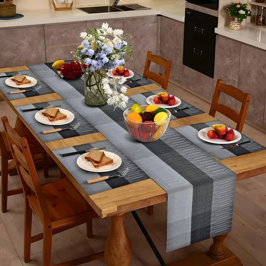 7pcs/set PVC Table Runner Placemats Set Non-Slip Heat-Resistant Western Dining Mats for Home Kitchen Holiday Table Decor