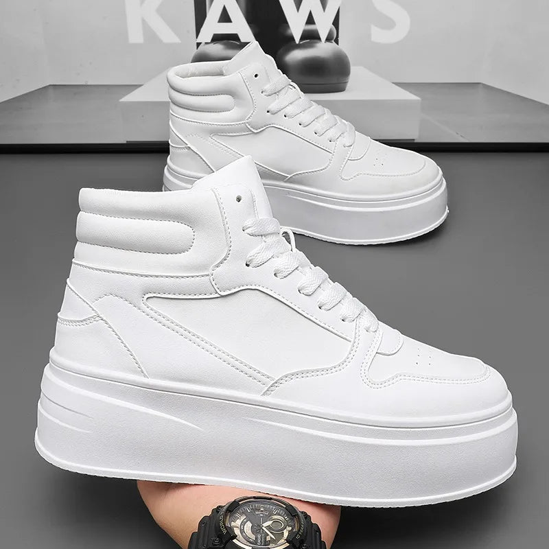 Men's Shoes Spring White Platform Comfortable Casual Shoes Man Trend Anti Slip Sneakers 2025 Fashion Thick Soled Shoes Zapatos