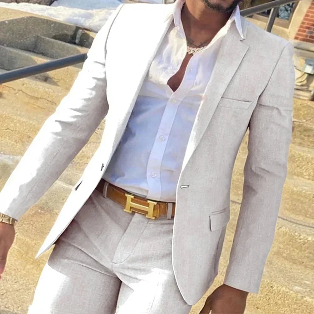 Men's suit is a 2-piece set of outerwear, jacket and trousers for business banquets and other occasions