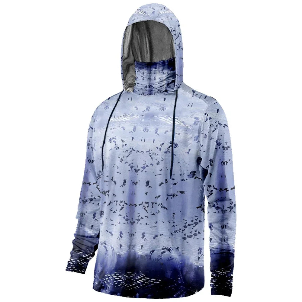 Mens Fishing Clothing Trout Tuna Water Waves Sunset Printed Sun Protection Face Mask Hoodies Outdoor Sports Breathable Clothes