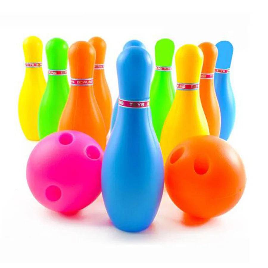 1Set Indoor Bowling Game 10pcs 11.5cm Sticks with 2pcs 6cm Ball Funny Floor Ball Games Party Interactive Sports Games