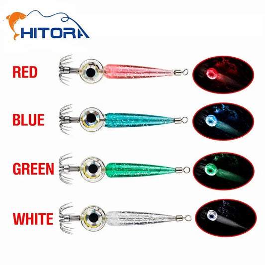 Fishing Lures 5g Squid Hook with LED Light Squid Jig Lure Luminous Webfoot Octopus Egi Artificial Bait Cuttlefish Sea Tackle