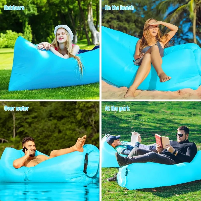 Sofa beach, 200 * 70cm sofa air sofa beach, air sofa, sofa air sofa, and bag, travel, camping, music festival (blue sky)