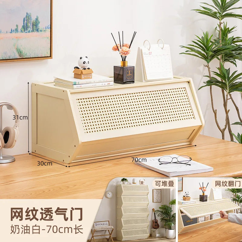 Multi functional stackable storage cabinet with lid, miscellaneous storage box, household storage box, bedside cabinet