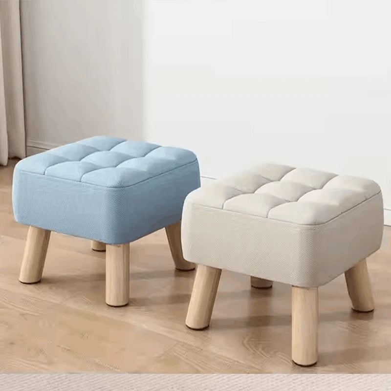 Solid Wood Footstool  Upholstered Seat  Small Sofa Shoe - changing & Tea - serving Bench  Round - foot Shoe - changing Stool Foo
