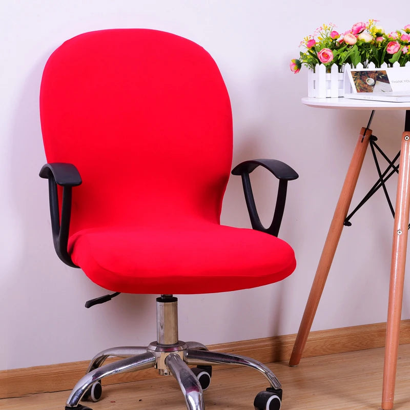 Swivel Chair Cover Solid Color Elastic Chair Protector Computer Office Chair Cover Back Cover Rotating Chair Slipcover Stretch