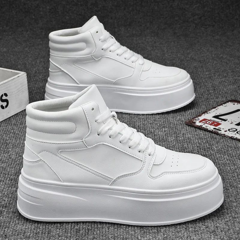 Men's Shoes Spring White Platform Comfortable Casual Shoes Man Trend Anti Slip Sneakers 2025 Fashion Thick Soled Shoes Zapatos