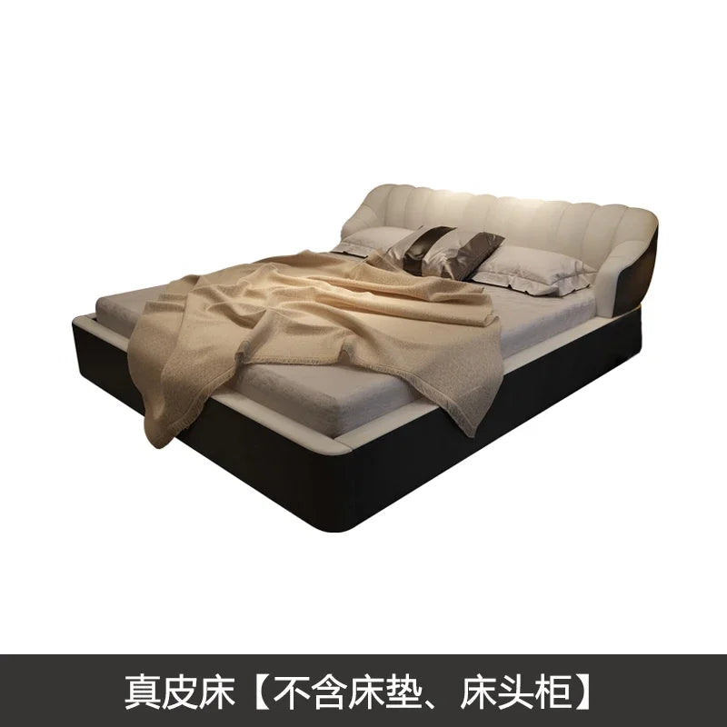Lazy Luxury Modern Bed Frame Aesthetics Double Small Family Designer Apartment Bed High End Confortable Classic Lit Furniture