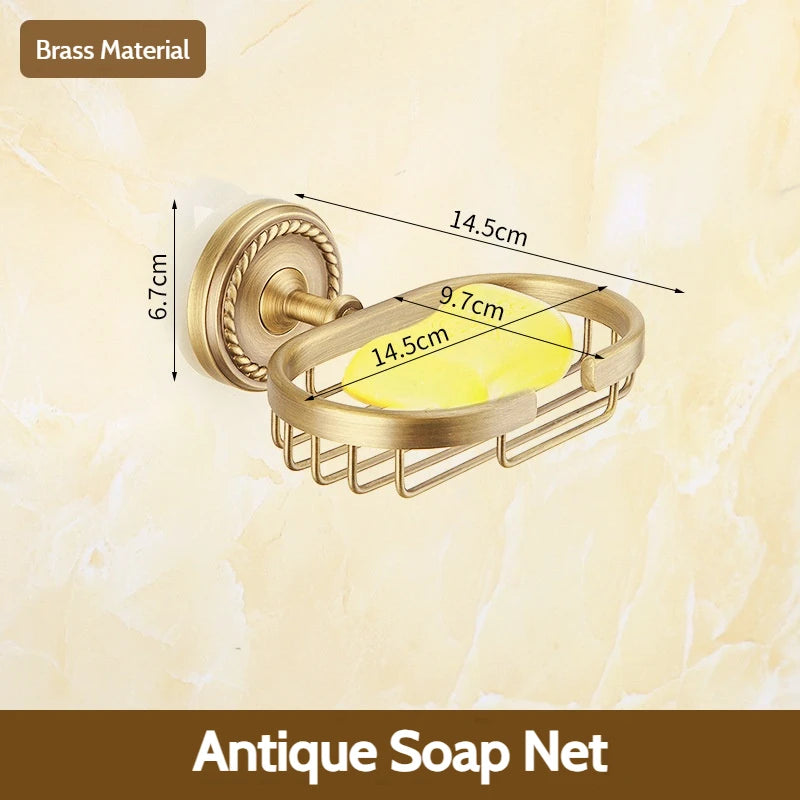 Antique Brushed Brass Bathroom Accessories Sets Towel Shelf Toilet Paper Holder Soap Holder Towel Rack Bathroom Hardware Sets