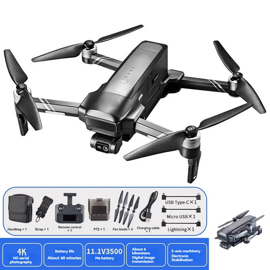 F22 S3 PRO Professional Drone With 4K EIS Camera GPS 6KM 3-axis Gimbal 40Mins 120M FPV Obstacle Avoidance Blussless RC Dron