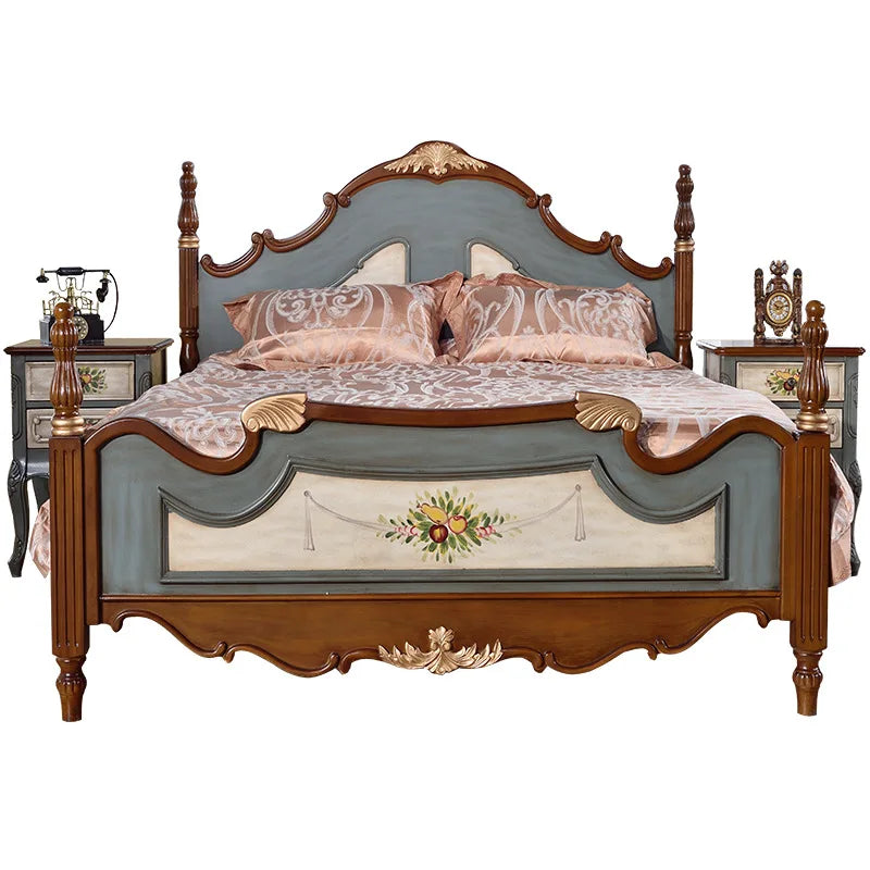 OD59 Mediterranean style pure solid wood bed American double pastoral master bedroom bed 1.5m European furniture 1.8m double