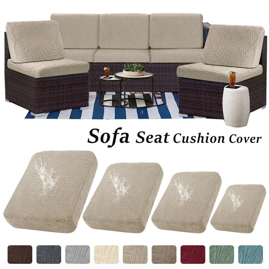 Leaf Pattern Jacquard Sofa Cushion Cover Elastic Patio Sofa Covers Outdoor Non-Slip Individual Sofa Protector Garden