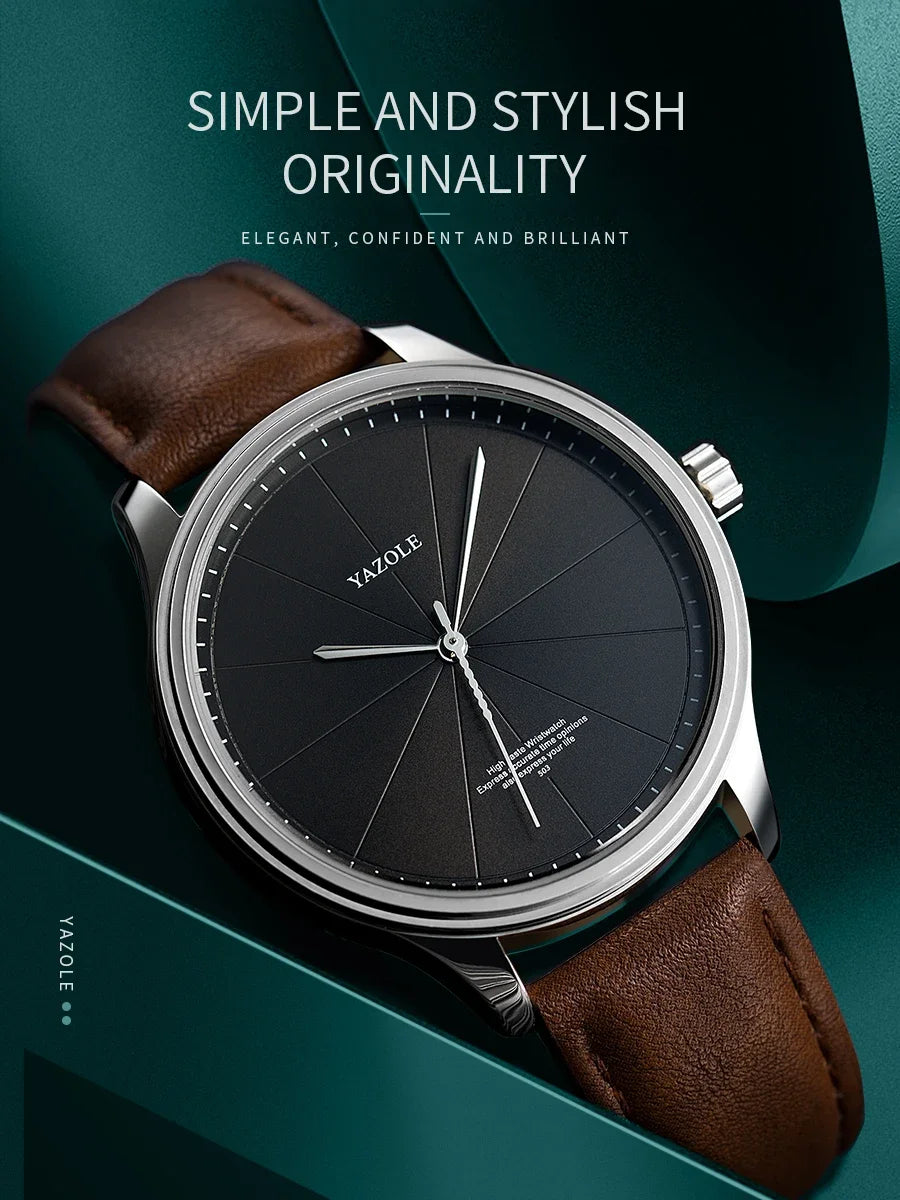 Business Style Watches for Men Top Brand Luxury Metal Case Analog Quartz Men's Watch Casual Leather Belt Fashion Man Watch Gift