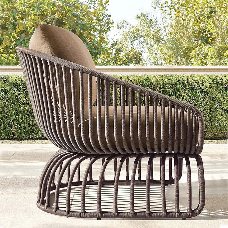 New Design Hotel Patio Outdoor Leisure Garden Rattan Sofa Woven Furniture Single Sofa