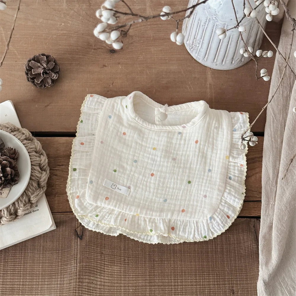 Cute Baby Girls Soft Bibs Soft Cotton Ruffle Floral Infants Lace Saliva Towel Burp Cloth Kids