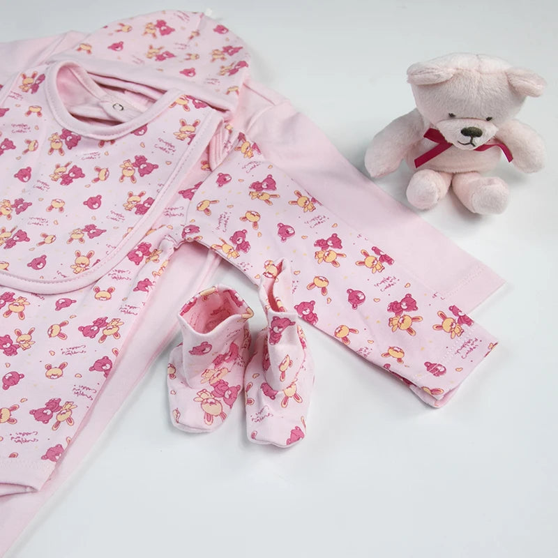 Newborn Baby Clothes For Girls Boys Sets Cotton Infant Spring Autumn Soft Boy Clothing New born Hat Bib