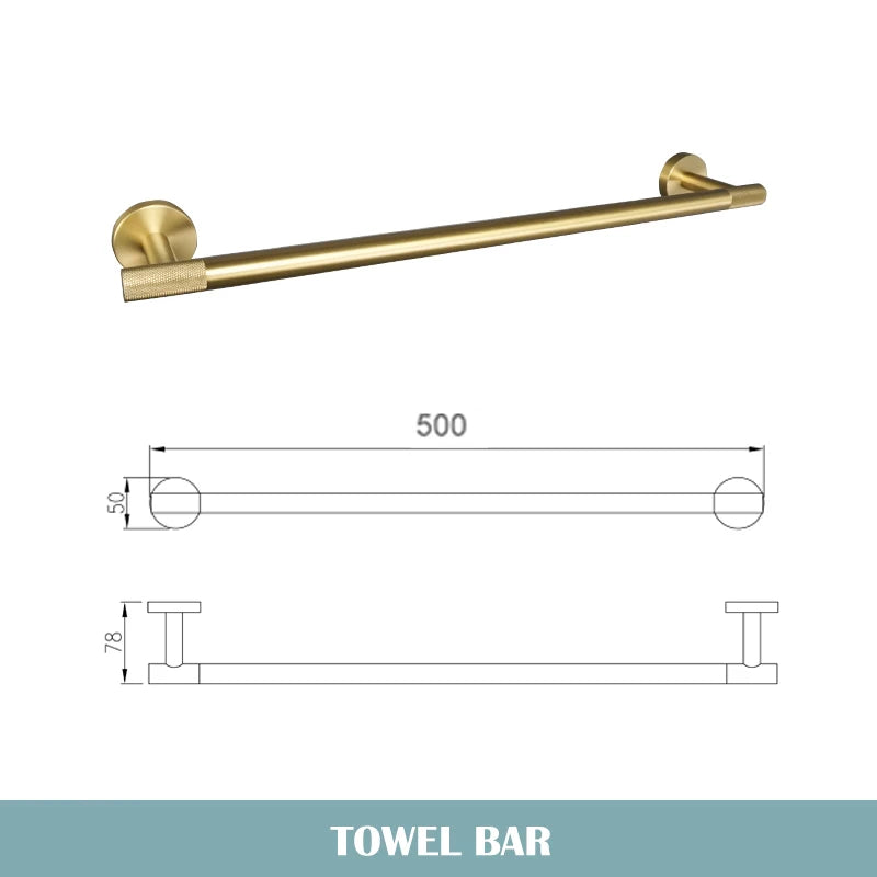 Bathroom Accessories Towel Ring Bar Hanger Cloth Robe Hook Toilet Tissue WC Paper Holder Bathroom Hardware Kit Brushed Gold