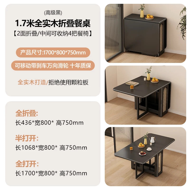 Folding Dining Table Set 6 Vintage Rattan Dining Table Set Modern Luxury Nordic Mesas Pegables Portatil Dining Room Furniture