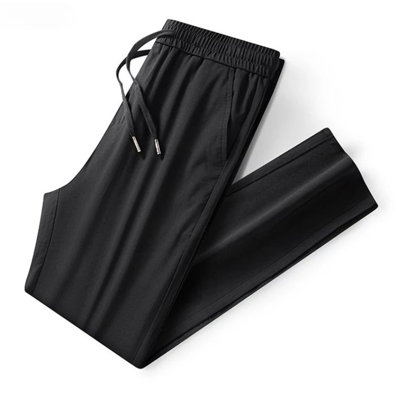 Men's Clothing Summer Thin Casual Pants Elastic Waist Straight Business Classic Trousers Stretch Soft Office Male Pants