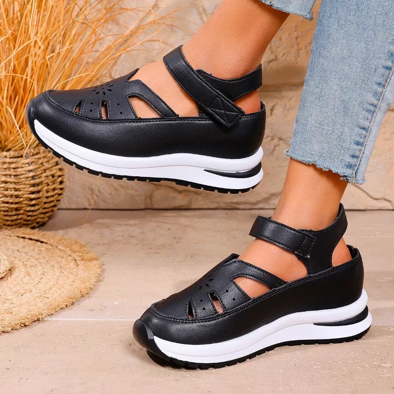 Women's Shoes 2025 Hot Sale Closed Toe Women's Sandals Casual Rome Sandals Women Hollow Platform Wedges Plus Size Shoes Female