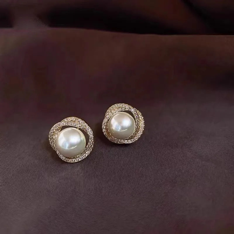 Real 18K Gold Pearl Earrings for Woman Luxury AU750 Trend Pearl Earrings  Fine Jewelry High-quality Banquet Gift