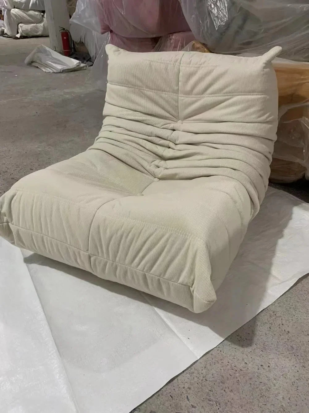 Togo caterpillar sofa balcony leisure bedroom living room reclining sleeping lazy sofa cream wind single recliner