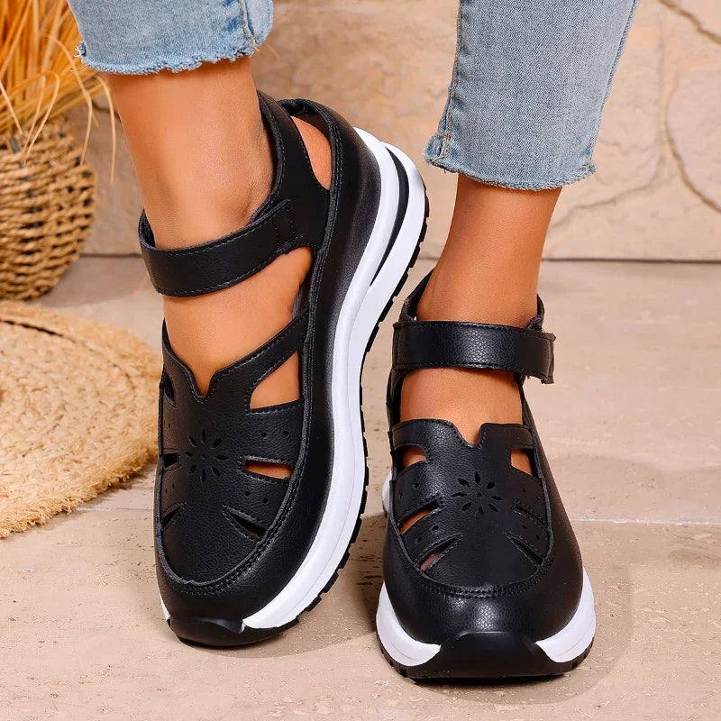 Women's Shoes 2025 Hot Sale Closed Toe Women's Sandals Casual Rome Sandals Women Hollow Platform Wedges Plus Size Shoes Female