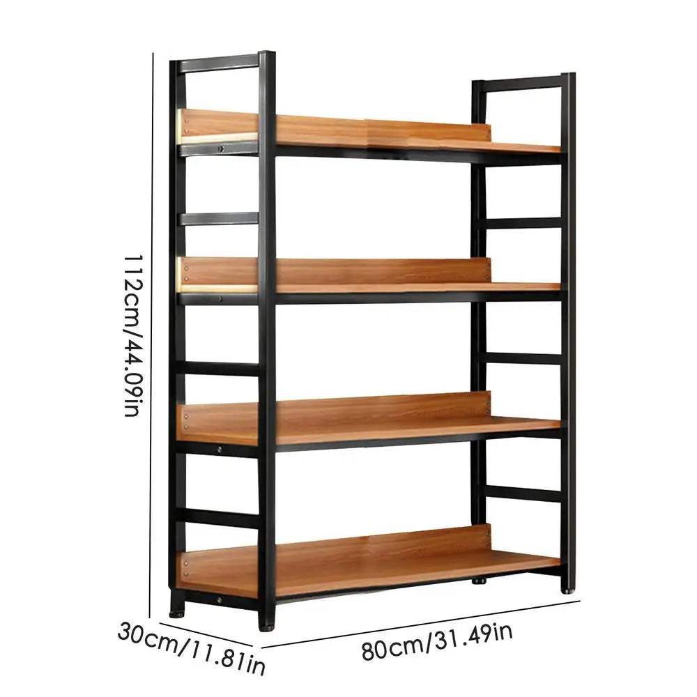 Bookcase Simple Flooring Steel Wood Multi-Layer Living Room Simple Storage Rack Home Bedroom Storage Bookcase Shelves Rack