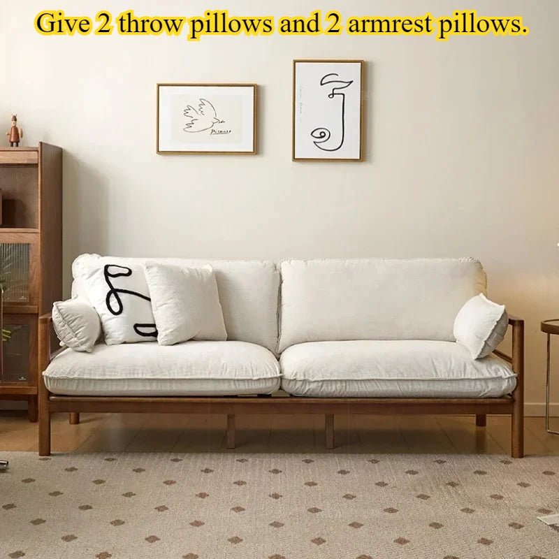Wood Retro Living Room Sofa Cotton Linen Fabric Designer Homestay Sofa Modern New Simple Washable Canape Salon Home Furniture
