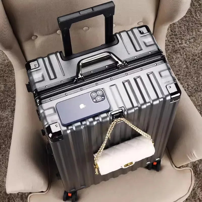 Luggage female mute universal wheel trolley case aluminum frame 24 inch student password suitcase male