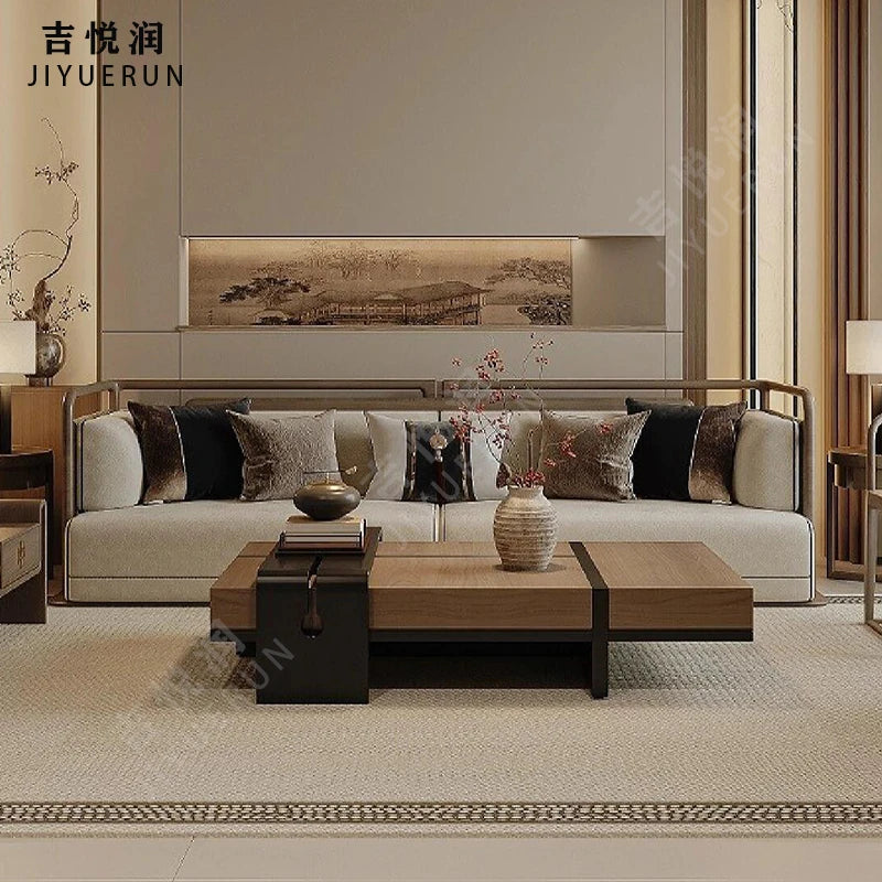 Sofa combination villa living room Zen club box reception room New Chinese solid wood furniture