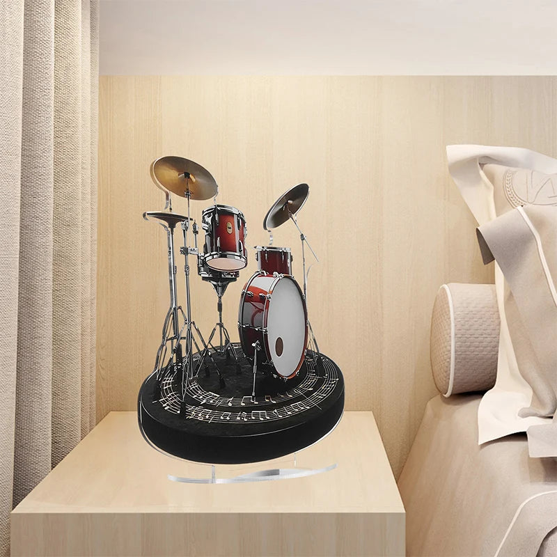 Drum Set Ornament 2D Flat Acrylic Decorations Desktop Decor For Home and Holiday
