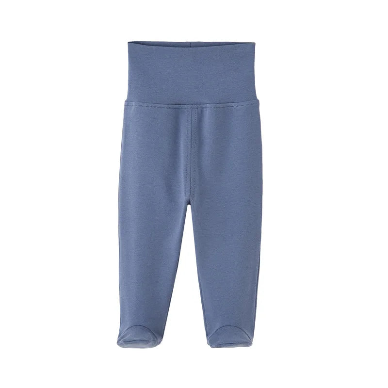 Newborn Baby Pants Boy Girl Cotton Leggings 0 To 12 Months Spring and Autumn High Waist Solid Color Foot Binding Trousers