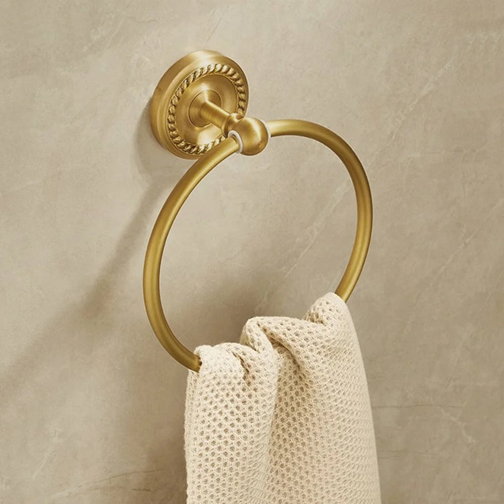 Antique Brushed Brass Bathroom Accessories Sets Towel Shelf Toilet Paper Holder Soap Holder Towel Rack Bathroom Hardware Sets
