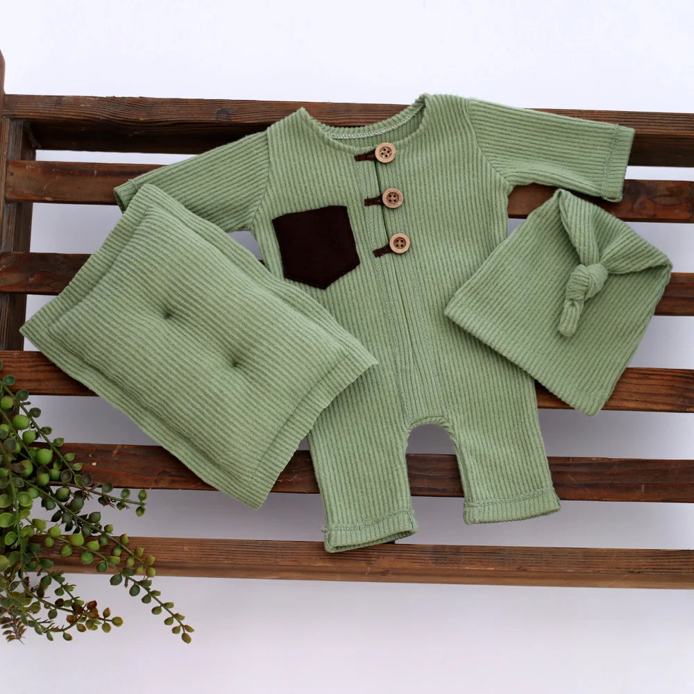 Newborn Photography Props Cloth Hat Pillow Baby Boy Girl Romper Bodysuits Outfit Shooting Photo Props Clothing Accessories