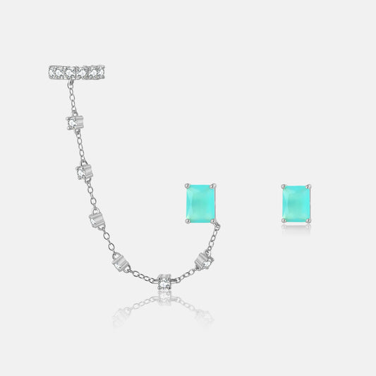 VEWANT Women 925 Sterling Silver Cuff Zircon CZ Chain Gems Drop Earring Women Clips Luxury Fine Jewelry 2023 Jewels