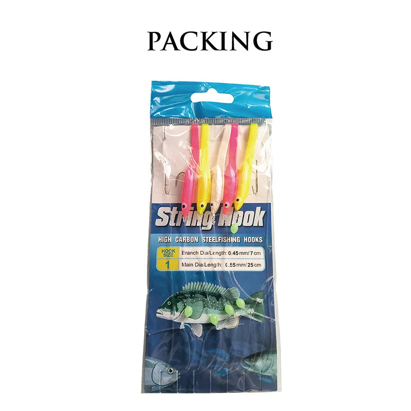 1 Set Cluster Soft Lure Luminous Eel Sabiki Rigs String Hooks Lure Fishes Saury Squid Mackerel Scad Saltwater Fishing Tackle