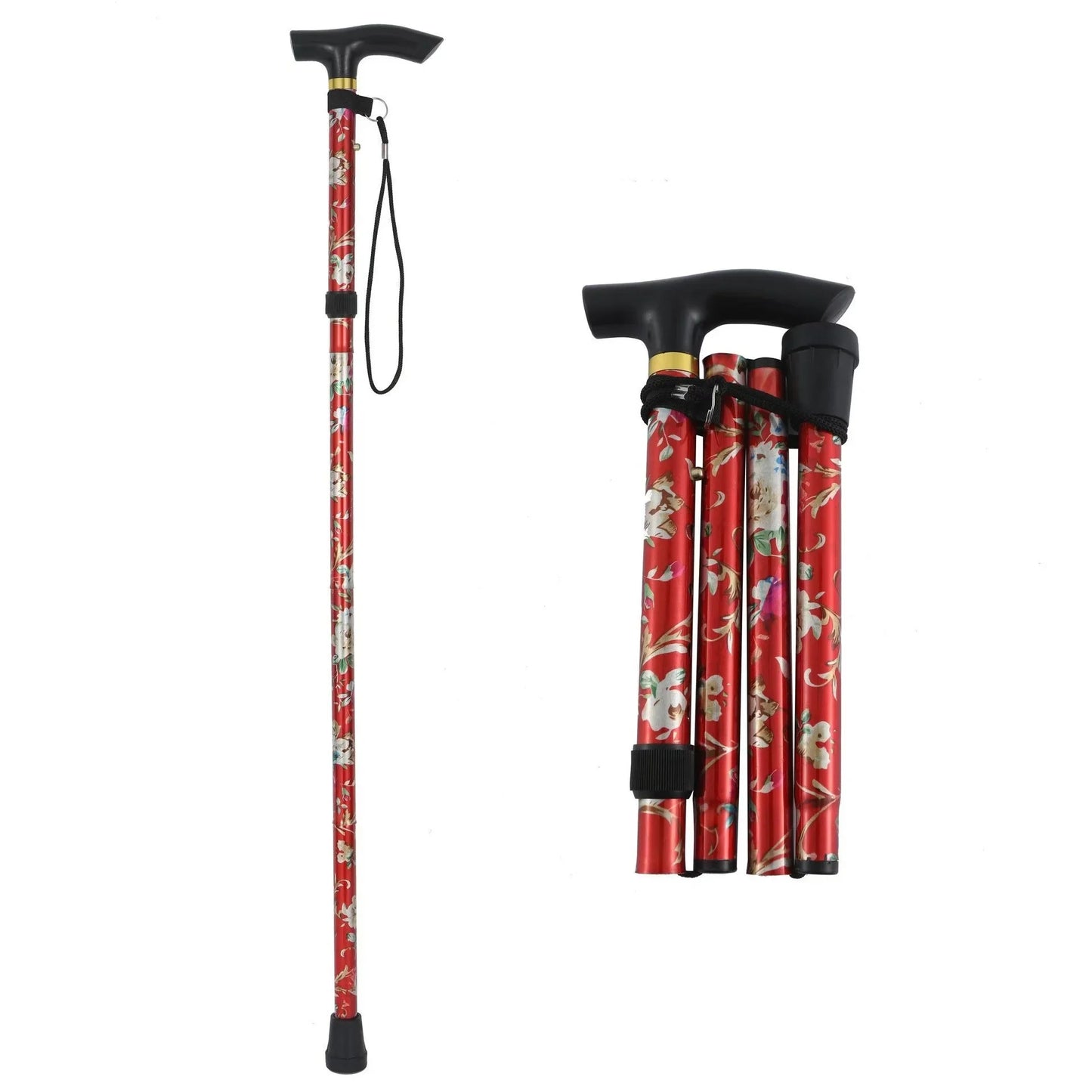 Outdoor Trekking Poles Portable Foldable Five Section Walking Pole Multi Function Telescopic Walking Stick Hiking Accessories