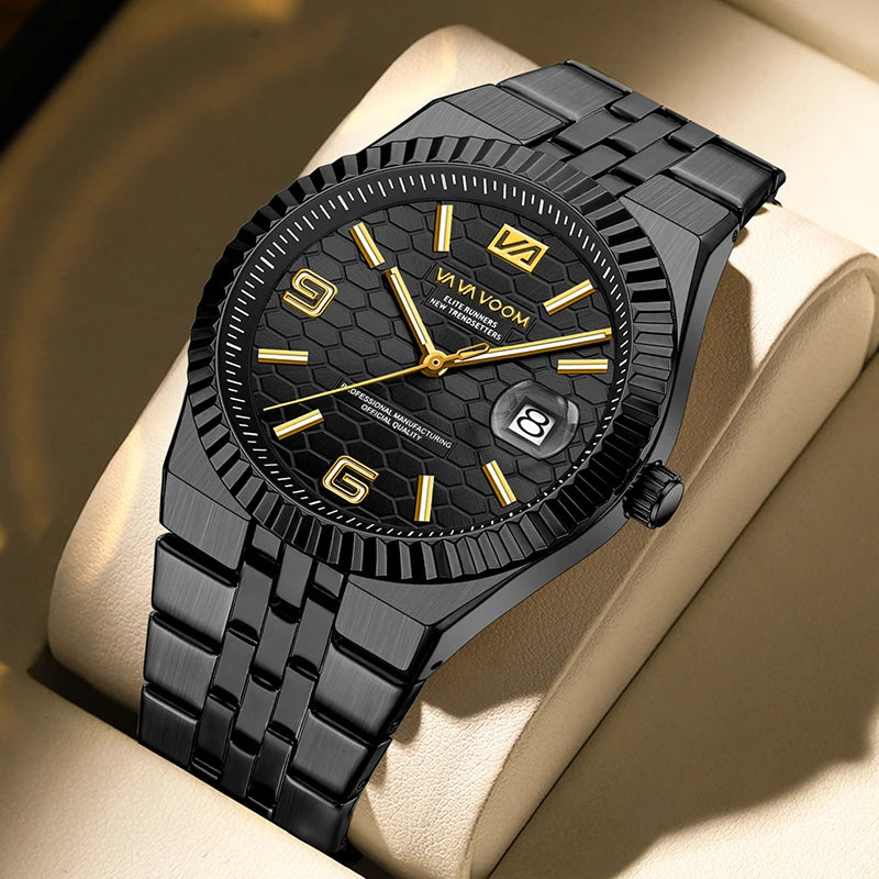 2025 NEW Watches For Men Light Luxury Trendy Waterproof Luminous Calendar Honeycomb Pattern Surface Steel Strip Quartz Watches