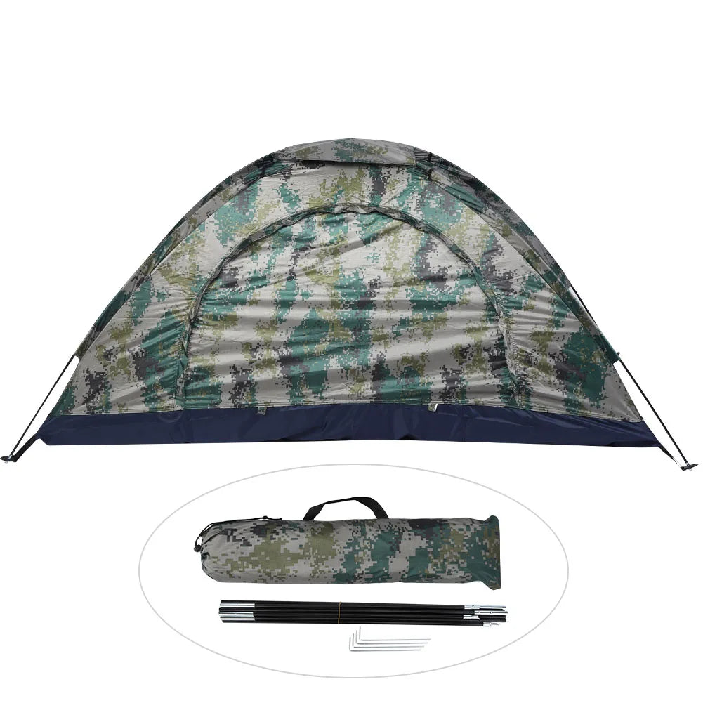 Outdoor Single Person Tent Oxford Cloth Waterproof Windproof Tent with Fiberglass Rod for Camping Fishing Climbing Camouflage