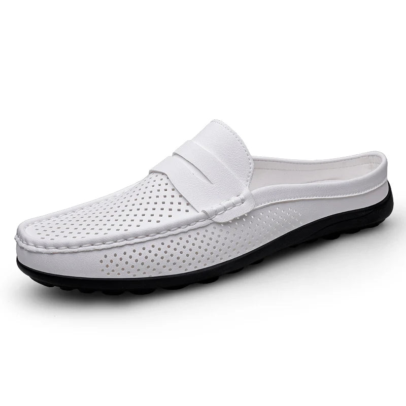 Men's shoes four seasonal new hollow out fashion leather shoes soft sole breathable non slip lightweight plus size casual shoes