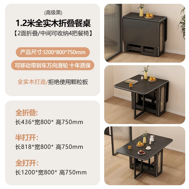 Folding Dining Table Set 6 Vintage Rattan Dining Table Set Modern Luxury Nordic Mesas Pegables Portatil Dining Room Furniture