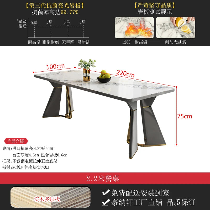 Modern Living Dining Table Luxury Italy Rectangle Waterproof 8 People Dining Table Legs Metal Moveis Para Casa Home Accessories