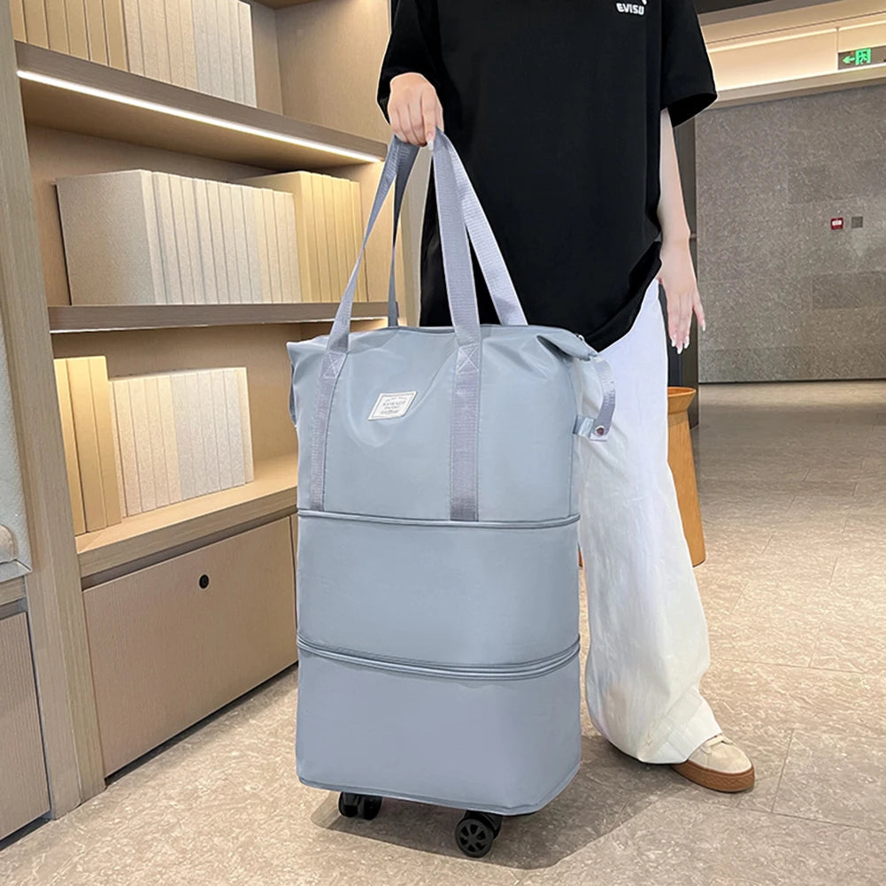 Travel Bag with Wheels Expandable Travel Duffle Bag Expansion Duffle Pack Large Capacity Luggage Rolling Bag Handbag Luggage Bag